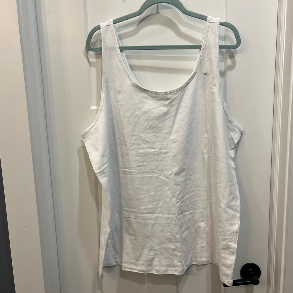 Maurices Women’s Scoop Neck Tank Top Size 3X Solid White Cotton Blend 2 Pack - Picture 2 of 8